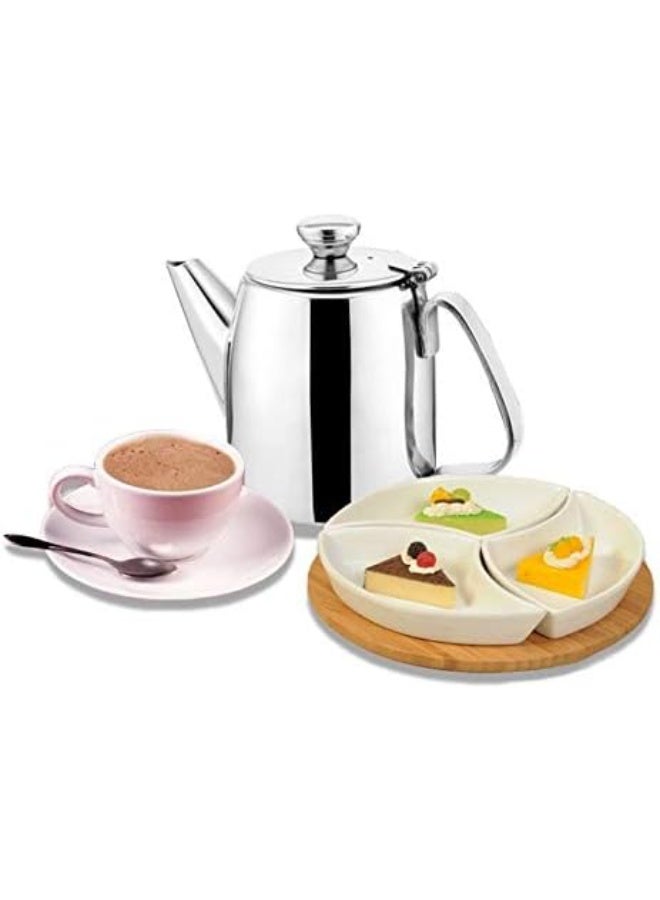 سنيكس إبريق شاي من الستانلس ستيل من Sunnex بسعة 0.5 لتر ومصفاة مدمجة، إبريق فضي متين بلمسة نهائية عاكسة (مرآة)، مناسب للاستخدام في المنازل والفنادق والمطاعم. - Image 2