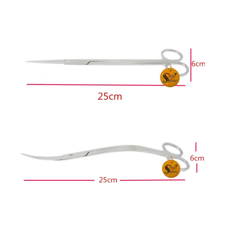 Sage Square Jumbo Size Professional Aquarium Tongs Scissor Long Stainless Steel Scissor Tool for Fish Tank, Aquatic Plant Cleaning (Wave & Straight) - Image 2