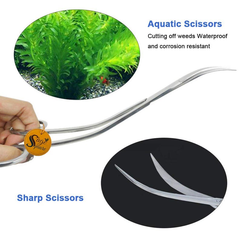 Sage Square Jumbo Size Professional Aquarium Tongs Scissor Long Stainless Steel Scissor Tool for Fish Tank, Aquatic Plant Cleaning (Wave & Straight) - Image 3