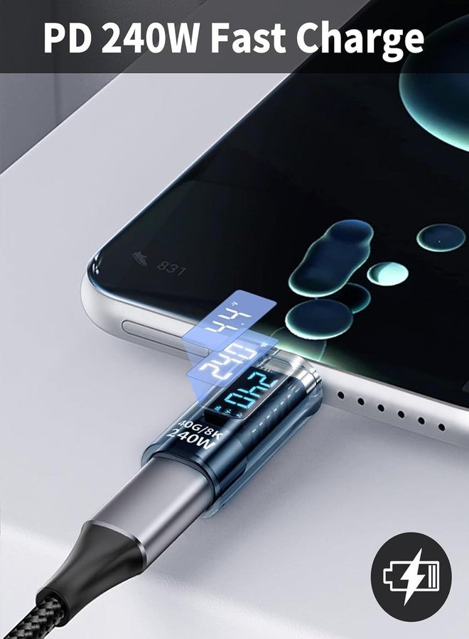 ETZIN 240W USB C Extension Adapter with Digital Display, 40Gbps USB C Male to Female Adapter,Type C Ada-pter Support 8K@60Hz for Thunderbolt 15 Pro More C Cables/Devices Blue - Image 2