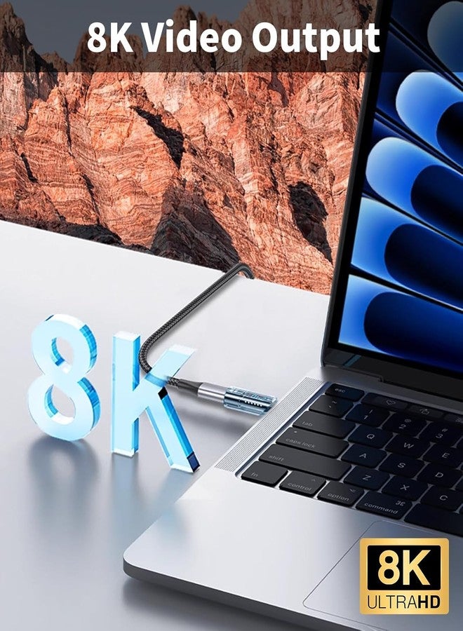 ETZIN 240W USB C Extension Adapter with Digital Display, 40Gbps USB C Male to Female Adapter,Type C Ada-pter Support 8K@60Hz for Thunderbolt 15 Pro More C Cables/Devices Blue - Image 4