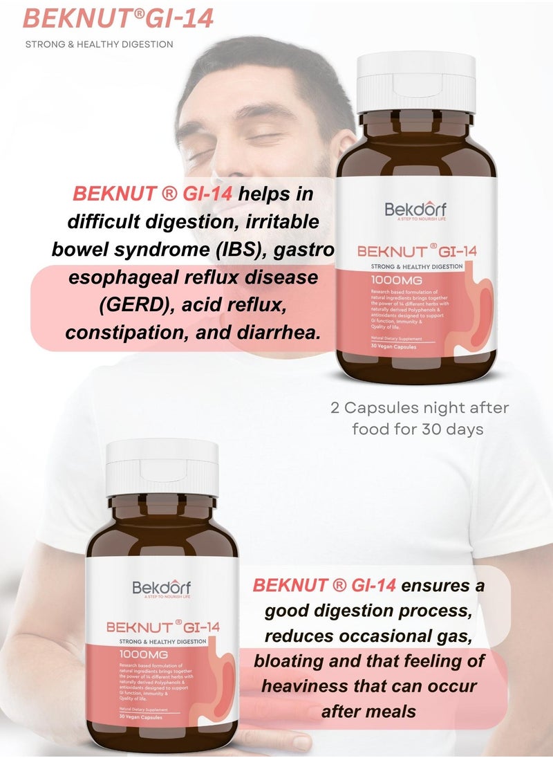 Bekdorf Beknut GI-14 – Plant-Based Digestive Support | Anti-Bloating, Gut Health & Acid Reflux Relief | 30 Vegan Capsules, 1000mg  - Image 5