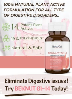 Bekdorf Beknut GI-14 – Plant-Based Digestive Support | Anti-Bloating, Gut Health & Acid Reflux Relief | 30 Vegan Capsules, 1000mg  - Image 3