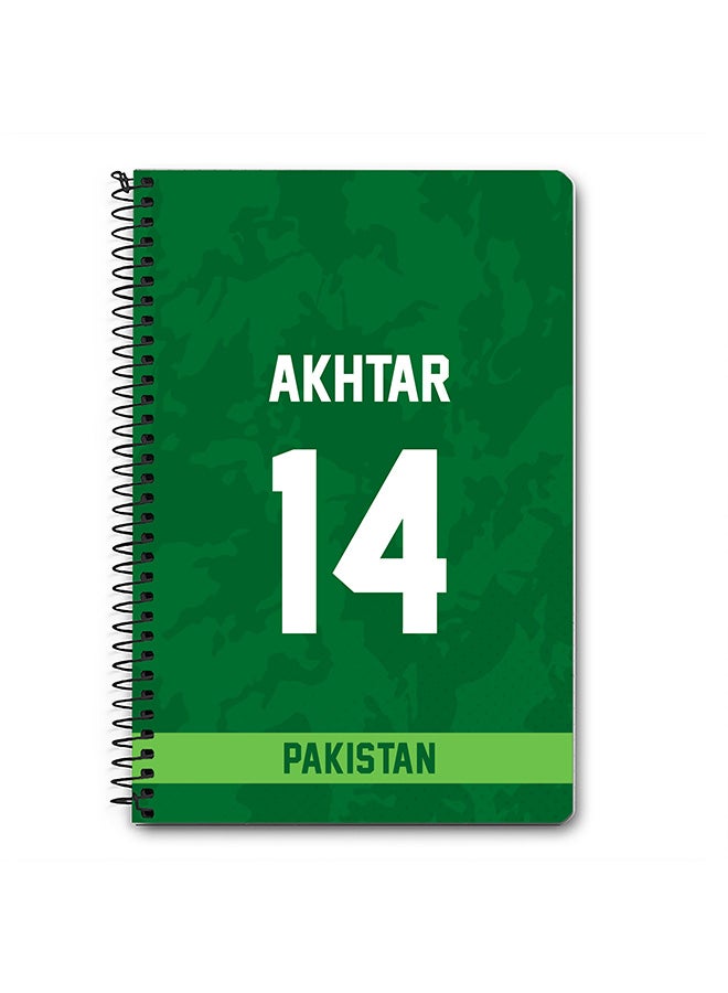 Stylizedd Designer A5 Spiral Notebook Memo Notepad Journal Player - Shoaib Akhtar, Jersey Number -14 - Image 1