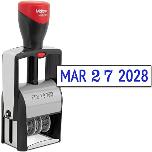 MaxMark Heavy Duty Date Stamp, Large Date Size - Exclusive 12-Year Band - Blue Ink - Image 1