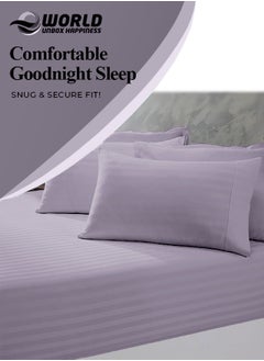 Eworld 3 Piece Luxury Purple Striped Bed Sheet Set with 1 Flat Sheet and 2 Pillowcases for Hotel and Home Crafted from Ultra Soft and Breathable Cotton for Year-Round Comfort, (Single/Double)  - Image 5