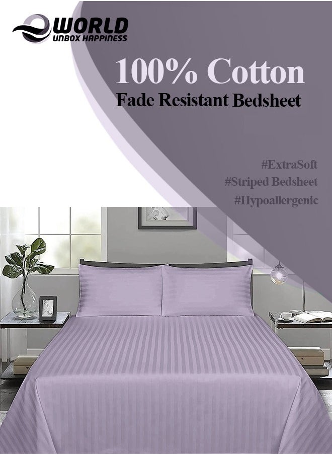 3 Piece Luxury Purple Striped Bed Sheet Set with 1 Flat Sheet and 2 Pillowcases for Hotel and Home Crafted from Ultra Soft and Breathable Cotton for Year-Round Comfort, (Single/Double) - pzsku/Z822CA2A8775C79FB6D90Z/45/_/1728567339/ac5ac7ae-dbdb-4266-88f1-c85e48a68f10