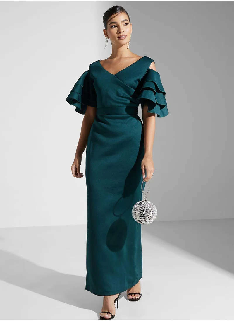 جولدن ابل Ruffle Short Sleeve Dress