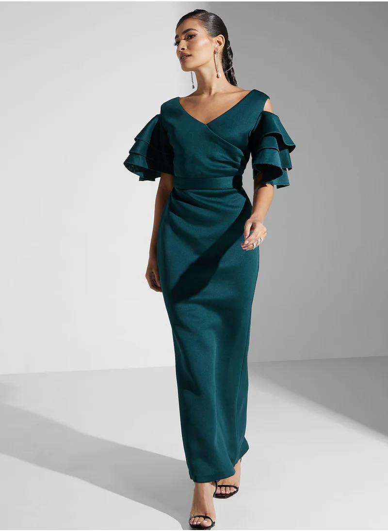Golden Apple Ruffle Short Sleeve Dress