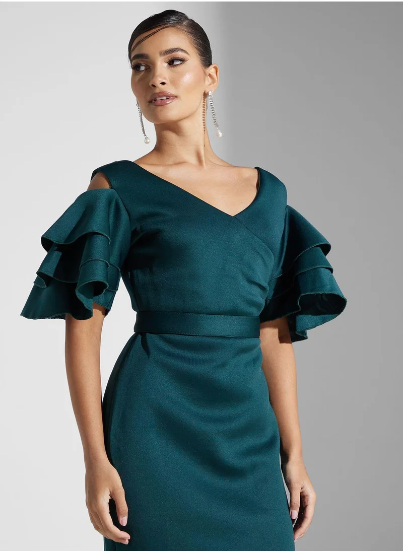 Golden Apple Ruffle Short Sleeve Dress