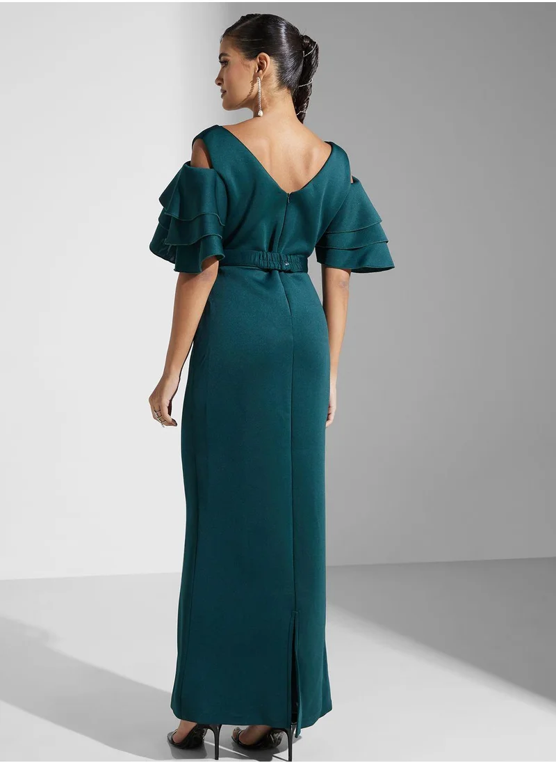 جولدن ابل Ruffle Short Sleeve Dress