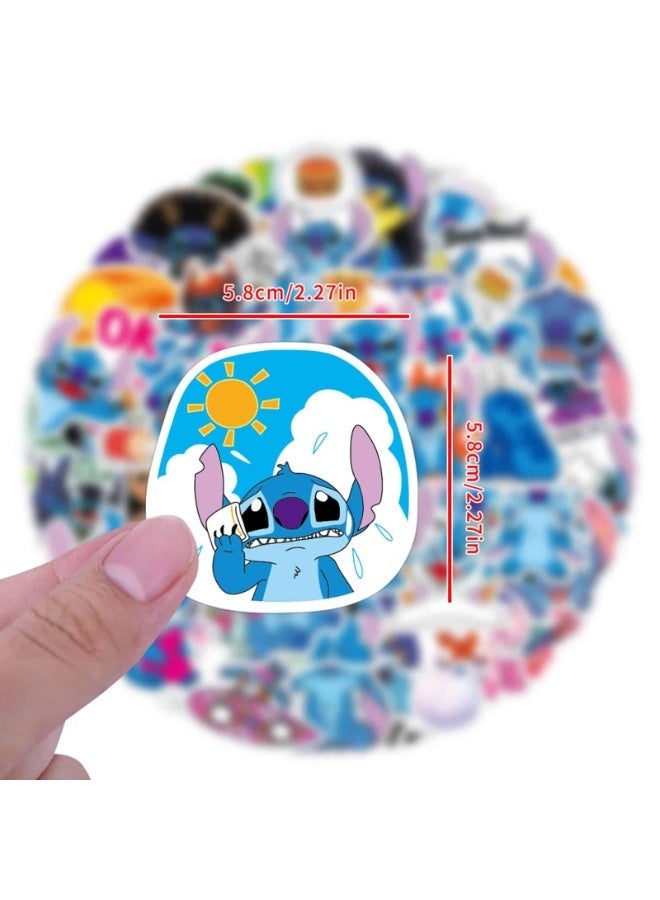 أديلي 100 قطعة ملصقات ستيتش كرتونية، ملصقات فينيل مقاومة للماء للابتوب وزجاجة الماء والهاتف والسكيت بورد والشنطة والسيارة - Image 2