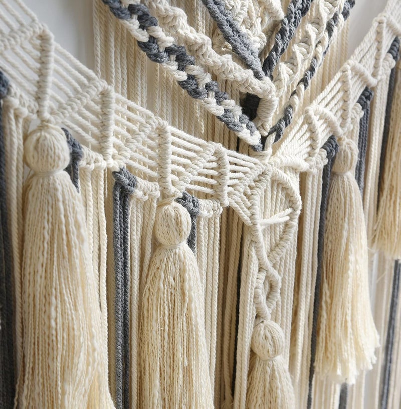 Jakalin Temp & permanent project compatible Hanging Large Macrame Wall Decor Panels Handmade Wall Art Home Living Room Bedroom Decor,47" Wx 55" L Safe silicone build - Image 5