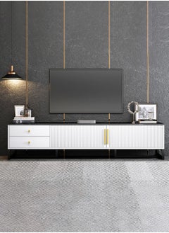 Merry Moments Modern TV Entertainment Unit Contemporary Style TV Stand  Luxury TV Unit TV Cabinet MDF Balck Top with Black Finish Base L140xH40xW30 cm  - Image 2