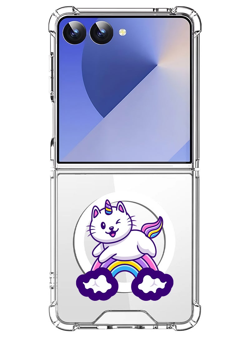 Theodor Magnetic Case for Samsung Galaxy Z Flip 7 Compatible with MagSafe Wireless Charging, Shockproof Phone Bumper Cover Cute Unicorn - Image 1