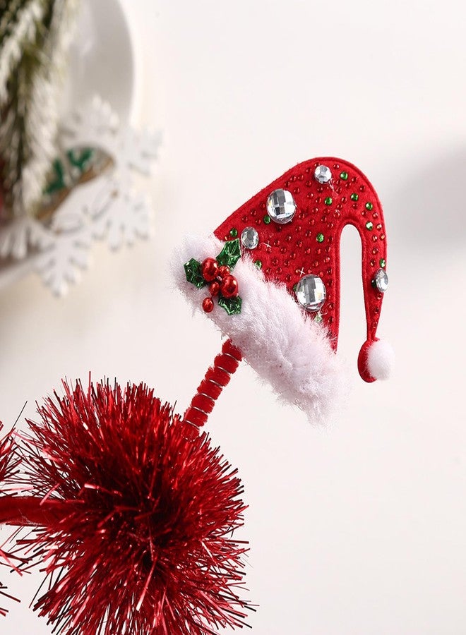 CHARMARK Christmas Headband Xmas Hat with Rhinestone Red Headbands for Women Girls Glitter Red Ribbon Hair Accessories Winter Holiday Party Christmas Head Bands Hair Decorations 1Pcs - Image 3