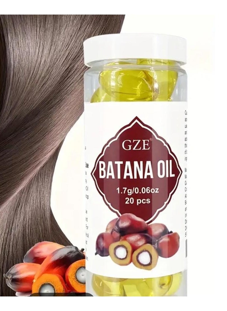Capsule - Batana Oil Capsule for Hair Unrefined to Promote Hair Growth, Strengthen, Nourish, Repair, Shine, Moisturize and Soften 20 Capsules - Image 1