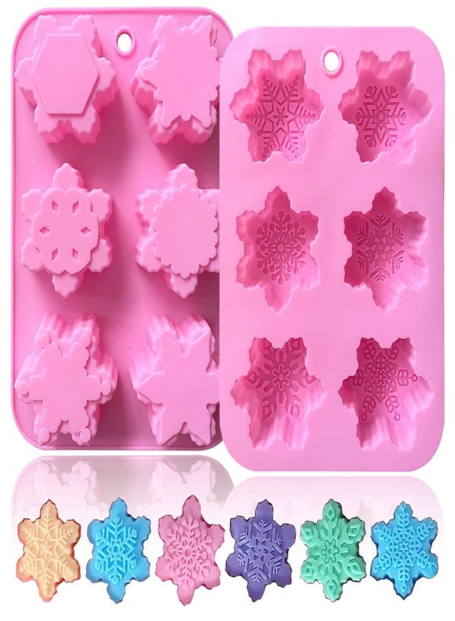 BASEMMAHER Christmas Snowflake Silicone Chocolate Mold for Baking Cake Biscuits Fondant Candy Ice Cube Bath Bombs Jelly Making Soap Candles Molds for Xmas Party Holiday Decorating 2Pcs - Image 1