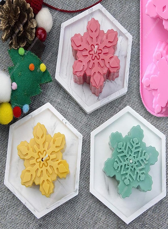 BASEMMAHER Christmas Snowflake Silicone Chocolate Mold for Baking Cake Biscuits Fondant Candy Ice Cube Bath Bombs Jelly Making Soap Candles Molds for Xmas Party Holiday Decorating 2Pcs - Image 4
