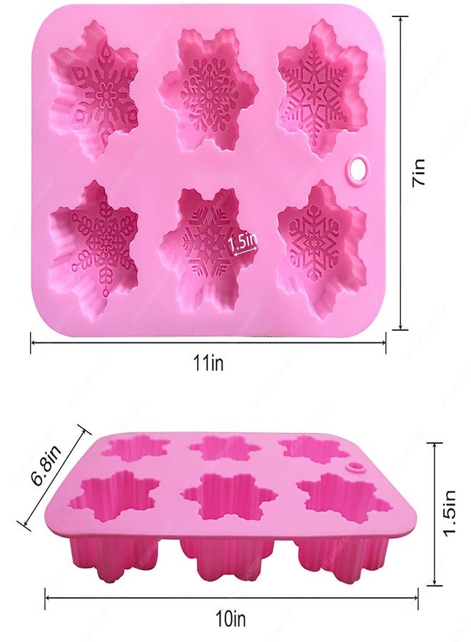 BASEMMAHER Christmas Snowflake Silicone Chocolate Mold for Baking Cake Biscuits Fondant Candy Ice Cube Bath Bombs Jelly Making Soap Candles Molds for Xmas Party Holiday Decorating 2Pcs - Image 2
