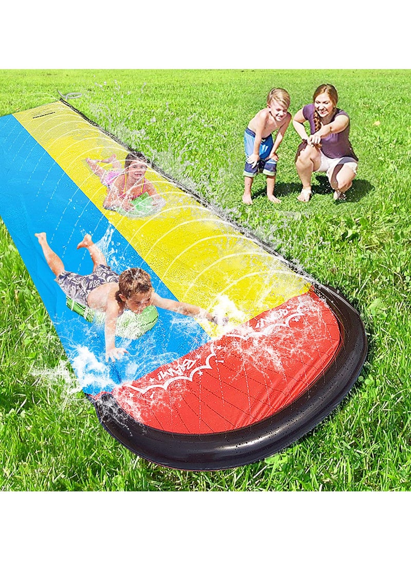 يونيكبيبي زحليقة مائية مزدوجة من بطول 480x140 سم مع طائرتين مائيتين للمرح في الحديقة الخارجية، لعبة تزلج على الماء للأطفال والعائلة والكبار - مسارات سباق مائية للحديقة الخلفية للتمتع بالصيف - Image 2