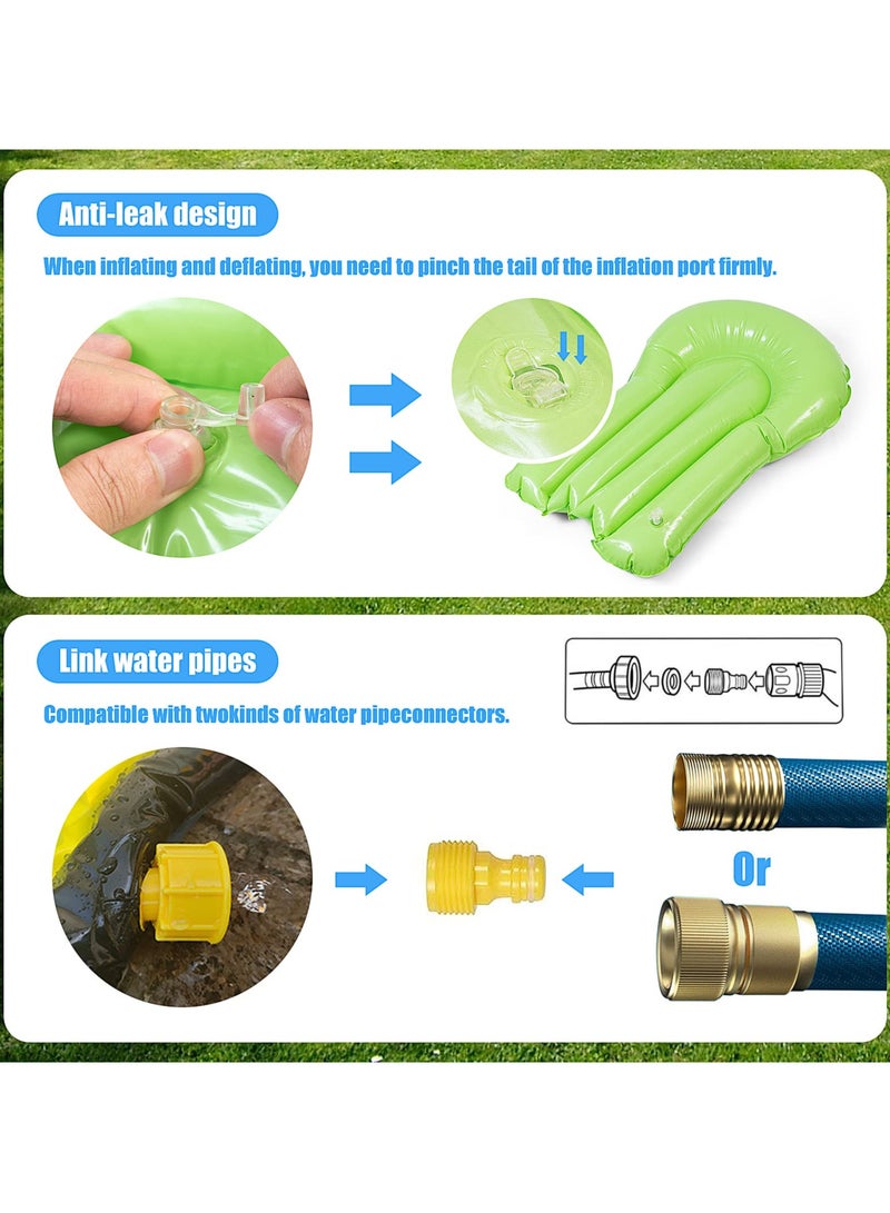 يونيكبيبي زحليقة مائية مزدوجة من بطول 480x140 سم مع طائرتين مائيتين للمرح في الحديقة الخارجية، لعبة تزلج على الماء للأطفال والعائلة والكبار - مسارات سباق مائية للحديقة الخلفية للتمتع بالصيف - Image 5