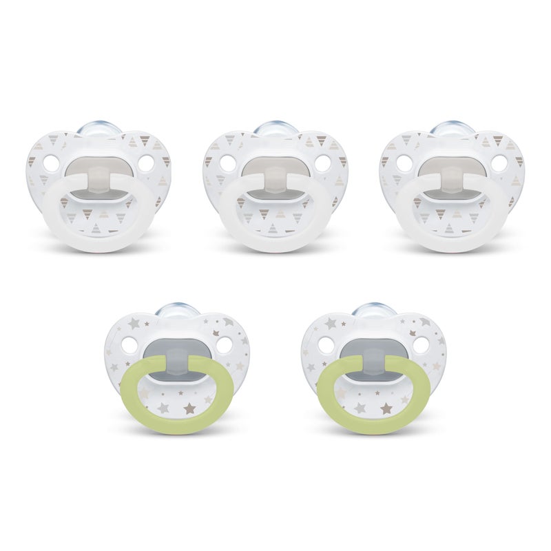 NUK لهايات نوك المريحة التقويمية، مجموعة خالدة، 0-6 أشهر، 5 قطع - Image 1