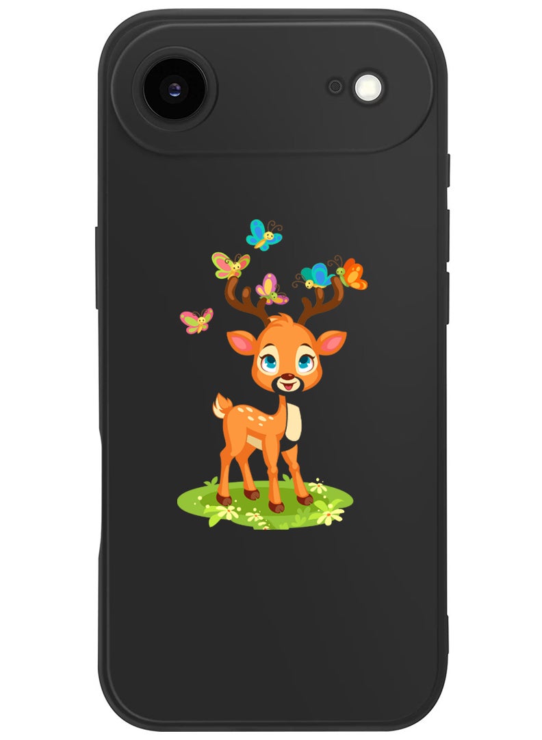 Theodor Protective Slim Fit Case Liquid Silicone Cover with Full Body Protection Anti-Scratch Shockproof Case For Apple iPhone 17 Air (Black) deer - Image 1