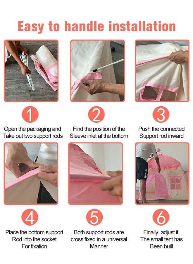 رولستيمي أطفال خيمة داخلي أو في الهواء الطلق طفل خيمة مع عدة نوافذ للبنين بنات هدية مناسبة 3-4 شخص كبير الاطفال مسرح خيمة اللعب الوردي - Image 5