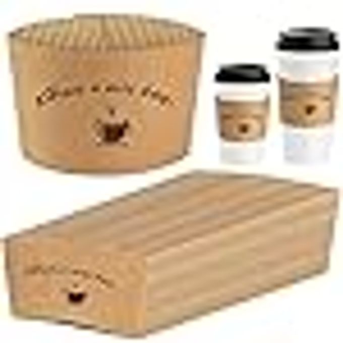 KRAFT PAPER COFFEE CUP SLEEVES 50 PACKS COFFEE SLEEVES DISPOSABLE CORRUGATED CUP SLEEVES HOLDER FOR PROTECTIVE HOT AND COLD INSULATION FITS 10 12 16 20 OZ PAPER CUPS CUP NOT INCLUDED