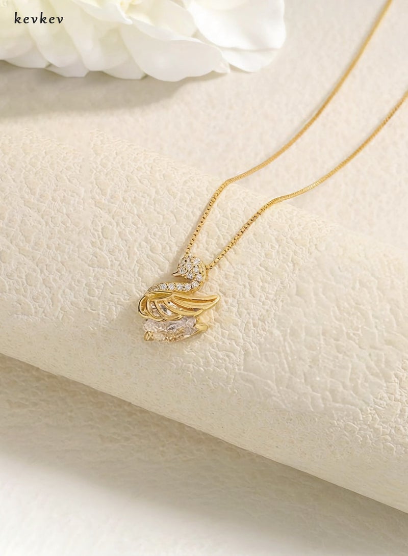 KevKev Swan Crystal Necklace - 18K Gold Plated Titanium Steel Chain，Valentine's Day birthday gift, suitable for Women girls - Image 4