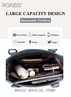 roaiss Leather Women Shoulder Bag Women's Handbag Elegant Patent Leather Bag Waterproof Handbag Shoulder Bag Fashion Crocodile Pattern Women Large Capacity Bag  - Image 3