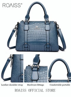 roaiss Leather Women Shoulder Bag Women's Handbag Elegant Patent Leather Bag Waterproof Handbag Shoulder Bag Fashion Crocodile Pattern Women Large Capacity Bag  - Image 5