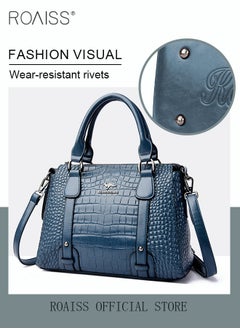 roaiss Leather Women Shoulder Bag Women's Handbag Elegant Patent Leather Bag Waterproof Handbag Shoulder Bag Fashion Crocodile Pattern Women Large Capacity Bag  - Image 4