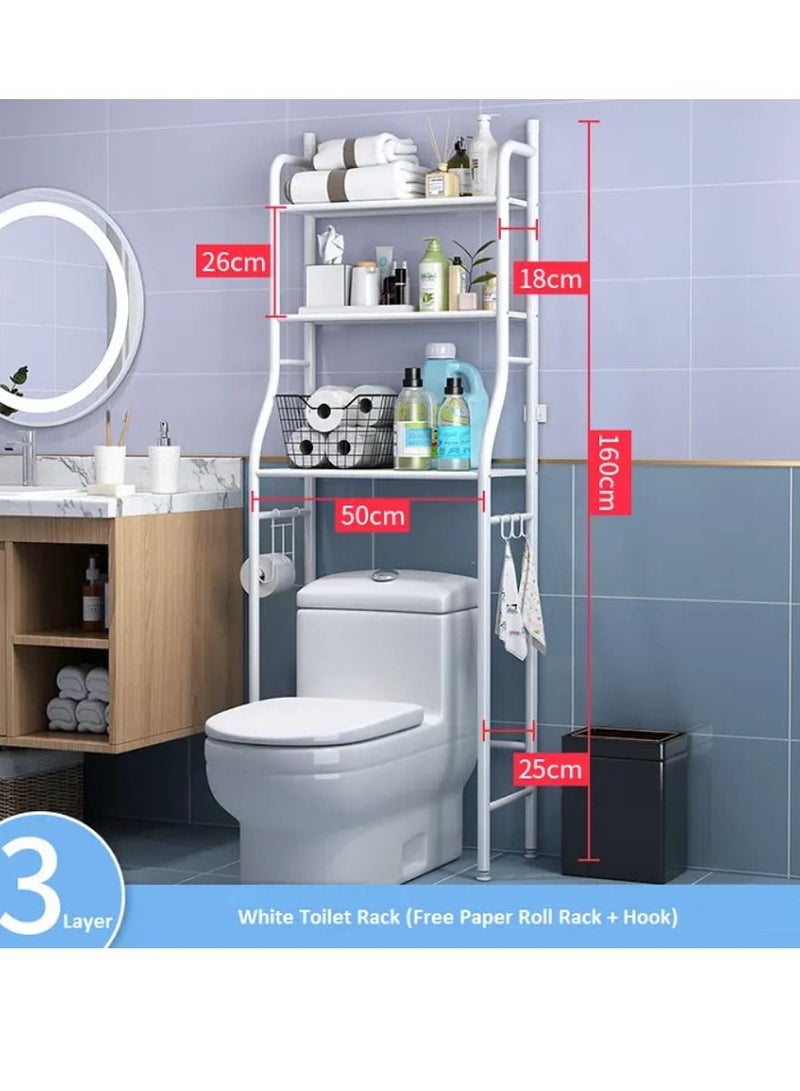 DIGI CORE 3 Tier Over The Toilet Storage Rack, Multifunctional Bathroom Organizer Over Toilet Shelf, Stable Freestanding Toilet Rack Storage Shelves, Space Saver Organizer - Image 2