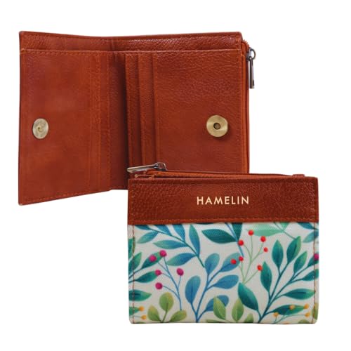 HAMELIN Women Canvas Wallet | Small & Stylish with Card Holder | Slim Wallet for Travel & Daily Use | Money Purse | Ideal Gift | Sage Vines, Brown - Image 1