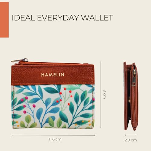 HAMELIN Women Canvas Wallet | Small & Stylish with Card Holder | Slim Wallet for Travel & Daily Use | Money Purse | Ideal Gift | Sage Vines, Brown - Image 3