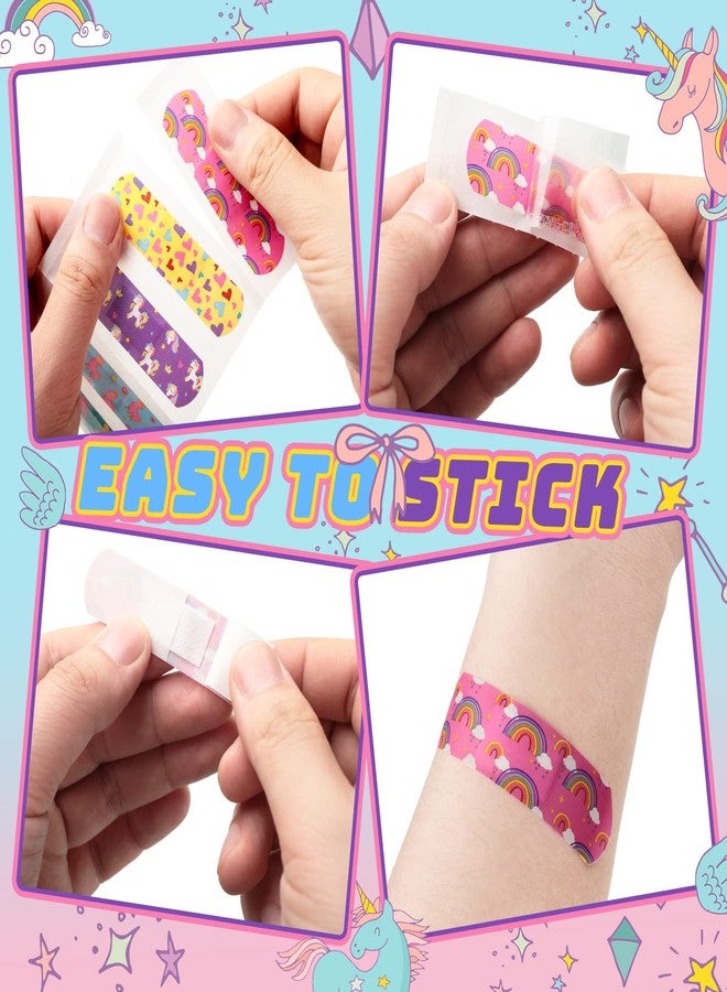 Tondiamo 200 Pieces 5 Styles Cartoon Bandages for Kids Flexible Adhesive Colorful Strips Waterproof Cute Bandages for Girls Repair Tape Knuckle Stickers Protection Care for Cuts Scrapes Burns - Image 5