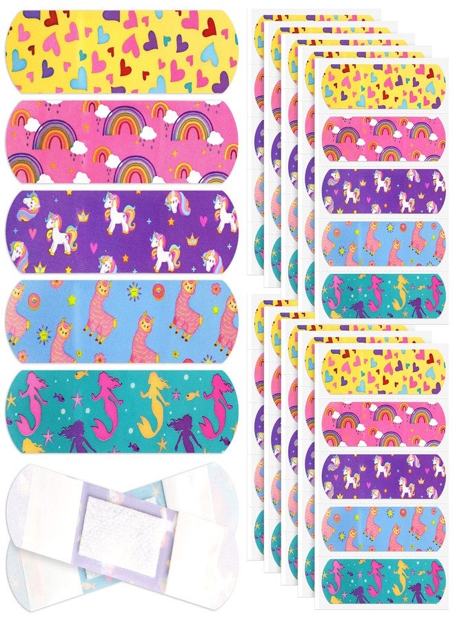Tondiamo 200 Pieces 5 Styles Cartoon Bandages for Kids Flexible Adhesive Colorful Strips Waterproof Cute Bandages for Girls Repair Tape Knuckle Stickers Protection Care for Cuts Scrapes Burns - Image 1