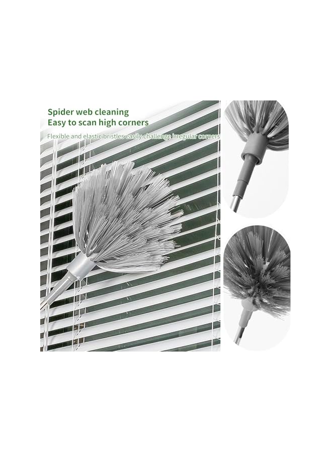 erorex 5Pcs Microfiber Feather Duster with Pole Extendable Duster Long Handle Dusters for Ceiling Fan Blinds Car Cleaning Supplies for House Office (Gray) - Image 5