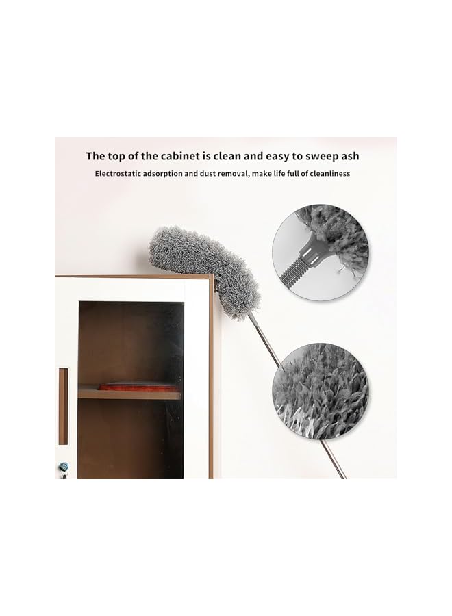 erorex 5Pcs Microfiber Feather Duster with Pole Extendable Duster Long Handle Dusters for Ceiling Fan Blinds Car Cleaning Supplies for House Office (Gray) - Image 3