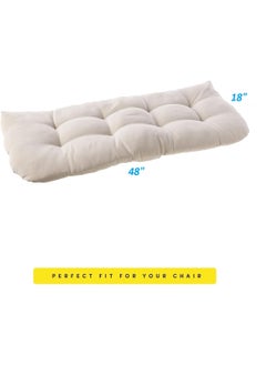 ATOOTFUSION ATOOTFUSION Collection Outdoor Loveseat Cushions Thick Tufted Patio Chair Seat Pads Premium Comfort FiberFilled 100 Polyester Durable Easy Care 48x18 for Lounge Bench 1 Pack Off White  - Image 2