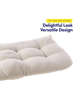 ATOOTFUSION ATOOTFUSION Collection Outdoor Loveseat Cushions Thick Tufted Patio Chair Seat Pads Premium Comfort FiberFilled 100 Polyester Durable Easy Care 48x18 for Lounge Bench 1 Pack Off White  - Image 4