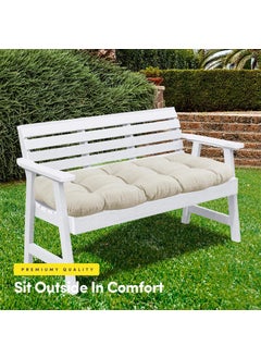 ATOOTFUSION ATOOTFUSION Collection Outdoor Loveseat Cushions Thick Tufted Patio Chair Seat Pads Premium Comfort FiberFilled 100 Polyester Durable Easy Care 48x18 for Lounge Bench 1 Pack Off White  - Image 3