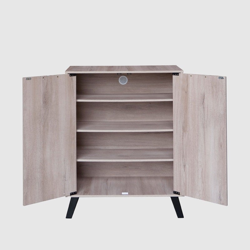 Baity 4-level wooden shoe cabinet, 2 doors, beige color - made in Malaysia - Image 3