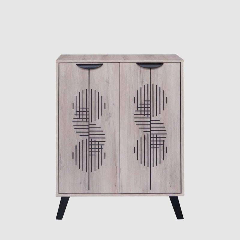 Baity 4-level wooden shoe cabinet, 2 doors, beige color - made in Malaysia - Image 2
