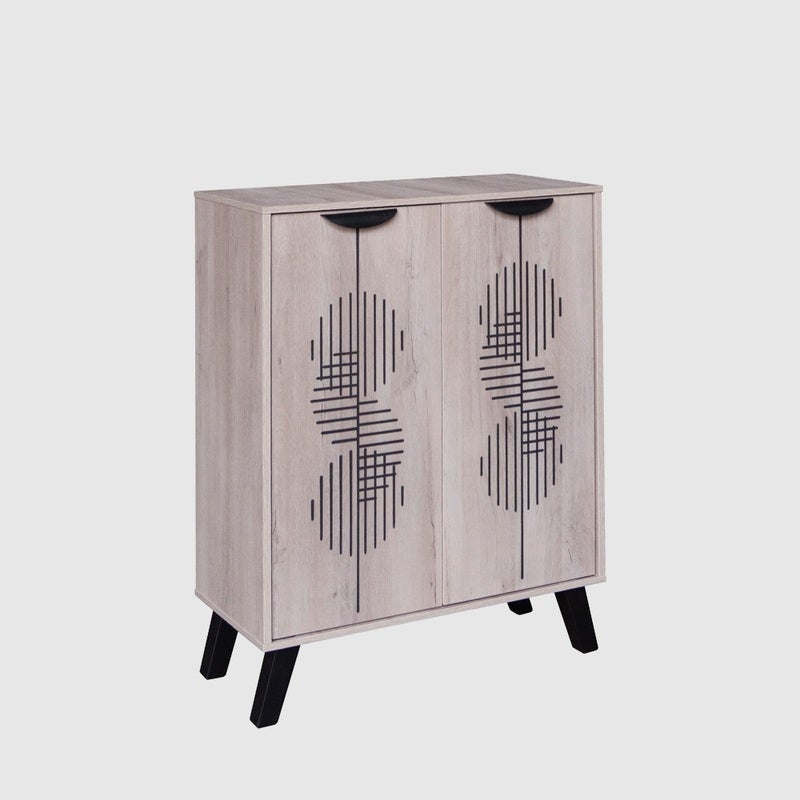 Baity 4-level wooden shoe cabinet, 2 doors, beige color - made in Malaysia - Image 4