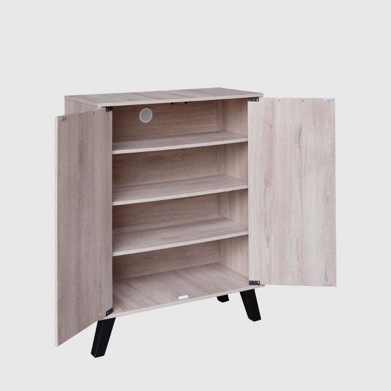Baity 4-level wooden shoe cabinet, 2 doors, beige color - made in Malaysia - Image 5