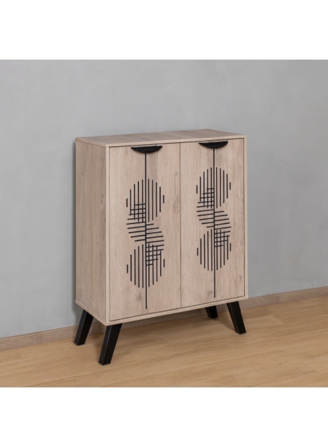 Baity 4-level wooden shoe cabinet, 2 doors, beige color - made in Malaysia - Image 1