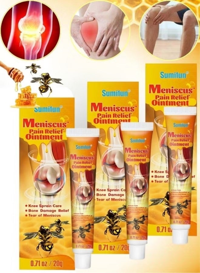 Sumifun 3 Pcs Combo Pack Meniscus Pain Relief Ointment Cream Joint Arthritis Pain Relief Cream Knee Care Bee Venom Cream for Joint Care Treatment Gel Cream Bee Venom Joint & Muscle Pain Relief Cream 3x20g - Image 1